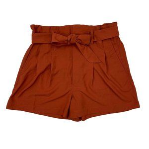 NEW Madewell Drapey Paperbag Shorts 12 Orange High Rise Tie Waist 3.5" Inseam